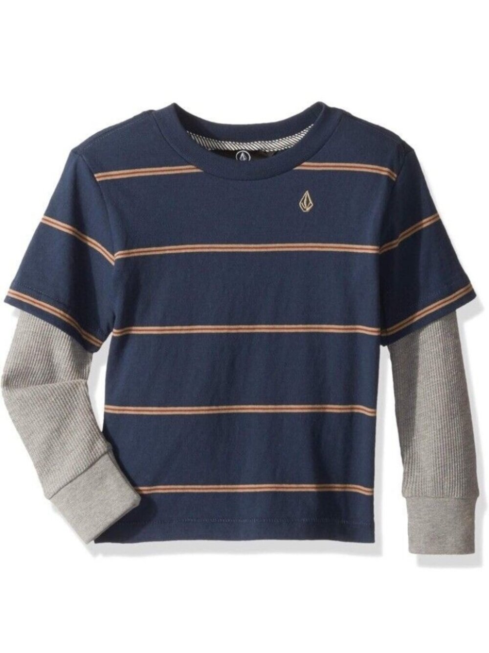 VOLCOM Joben 2 Fer Long Sleeve Shirt Boys Youth Casual Fall Cotton Striped S 8